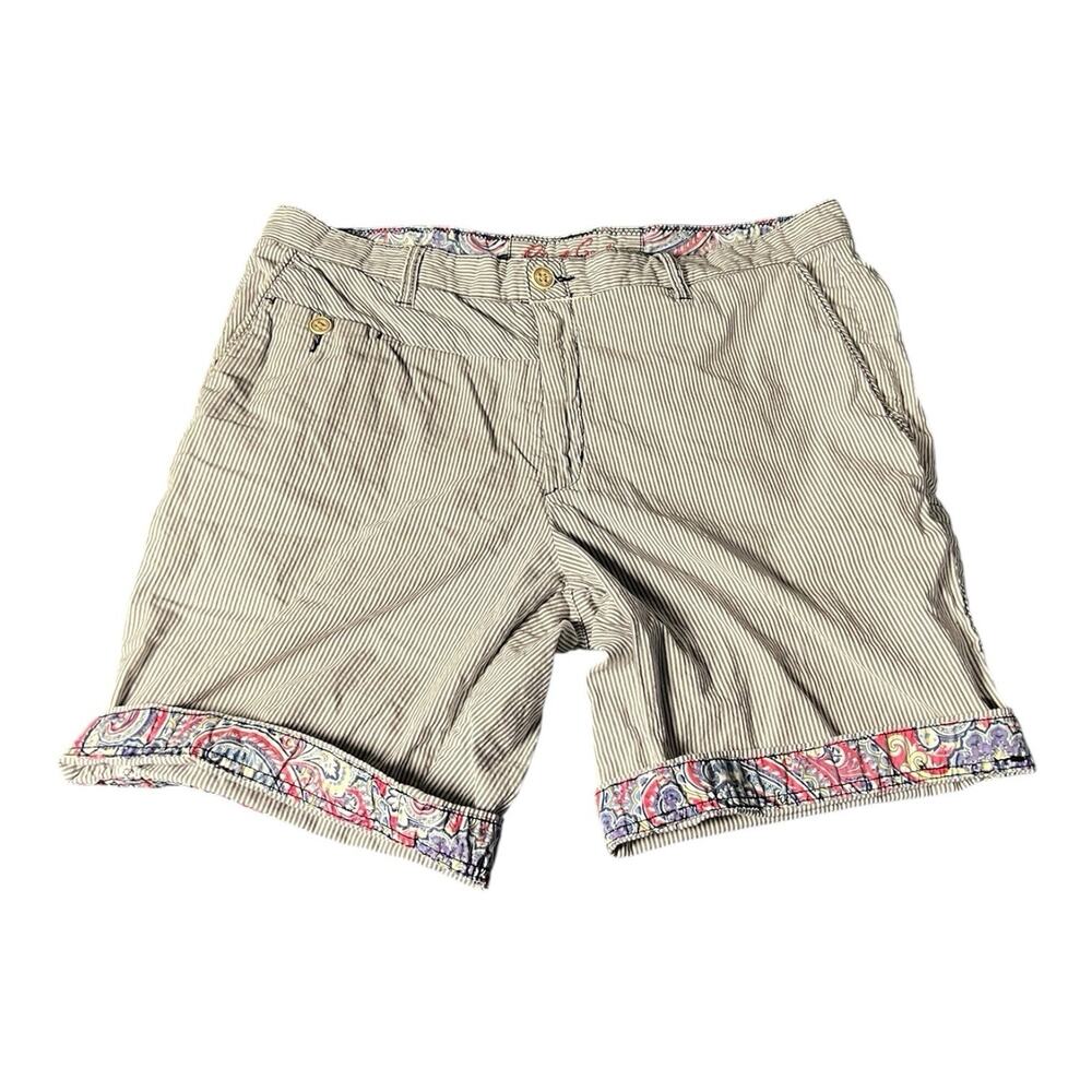 Robert Graham Mens Classic Fit Size 38 Seersucker Paisley White Stripe‎ Shorts